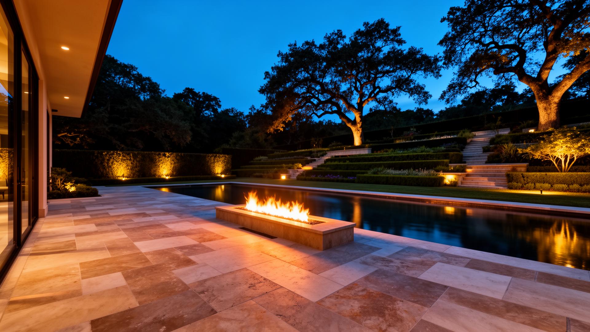 Luxury patio at dusk